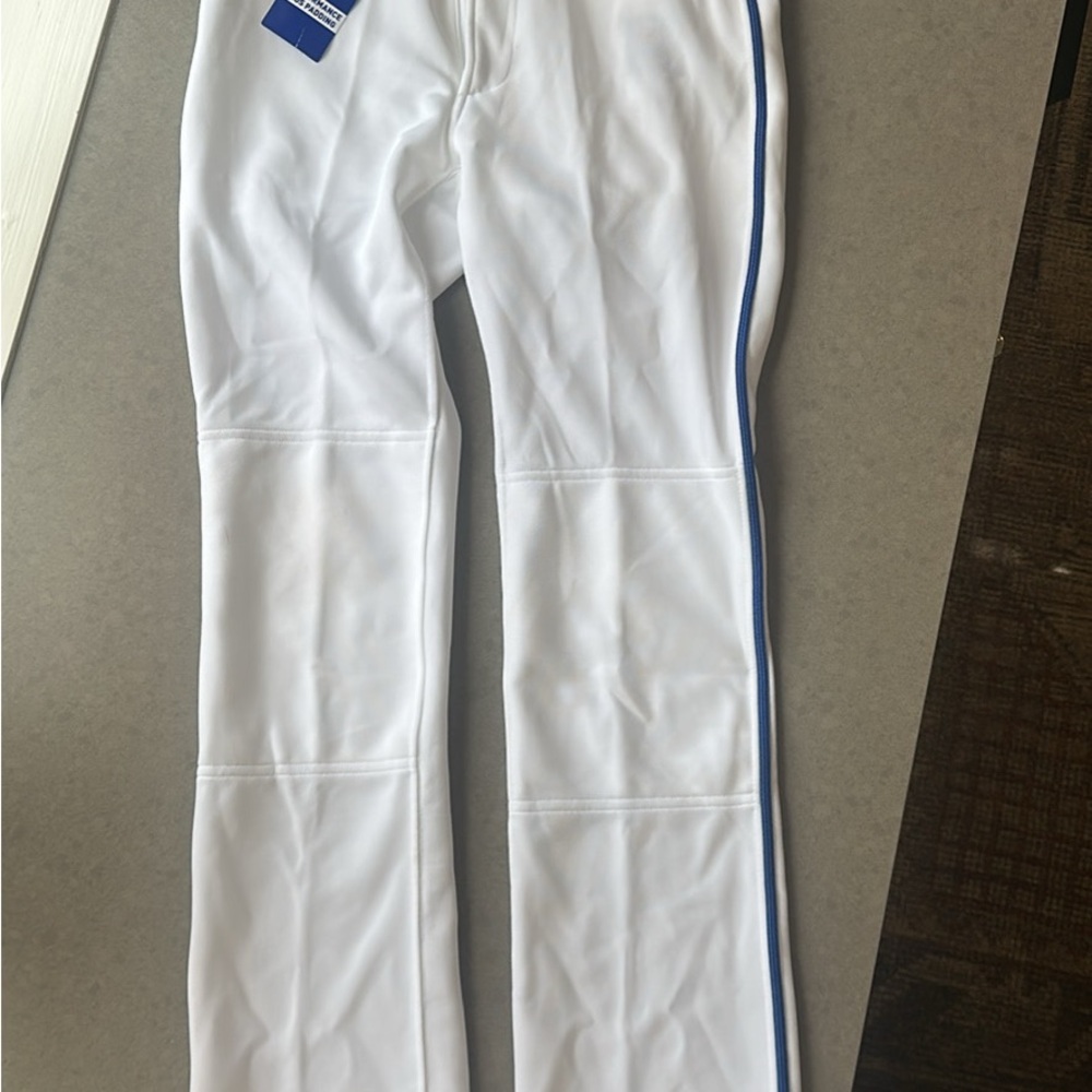 Mizuno Kids White Casual Bottoms with Blue Stripe baseball pants brand new